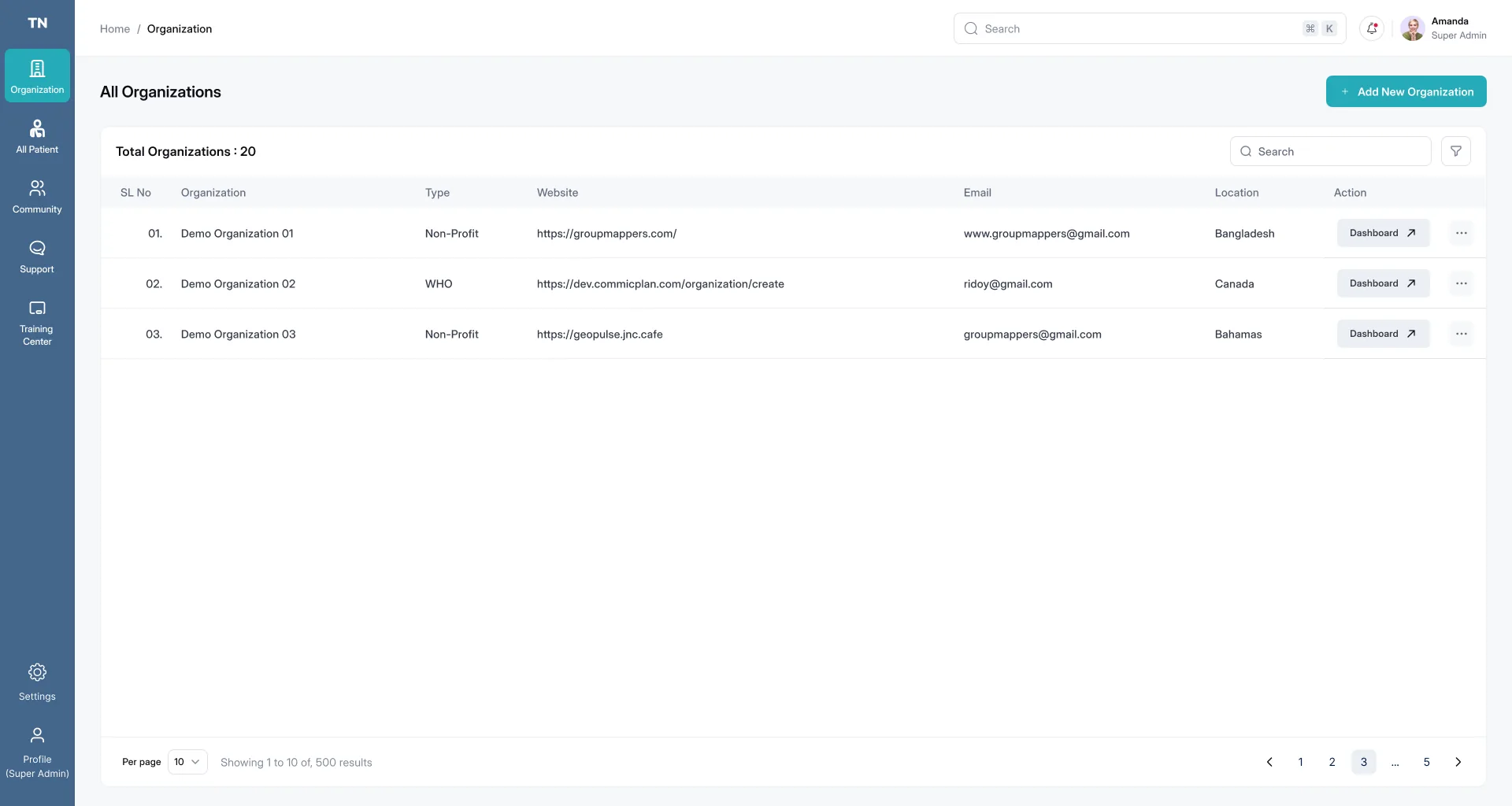 ComMicPlan Community Health SaaS, screen 1