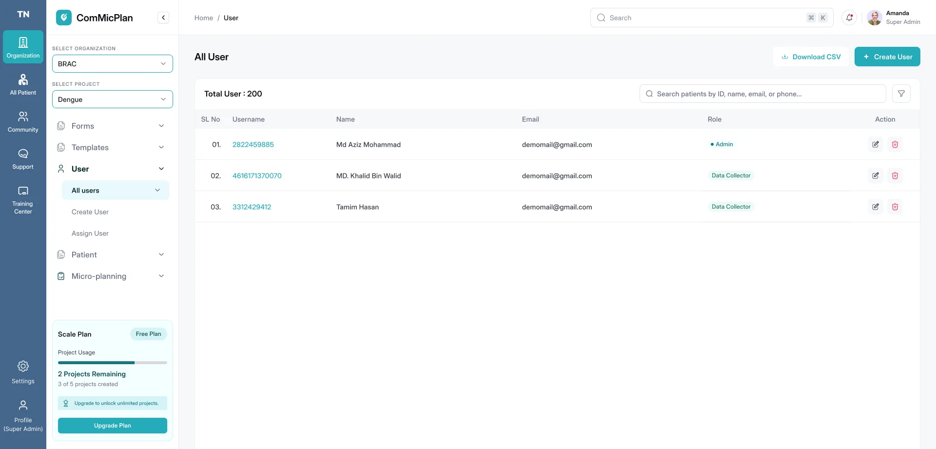 ComMicPlan Community Health SaaS, screen 8